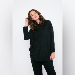 ES Black Raw Silk Long-Sleeved Harper Tunic - Rare!